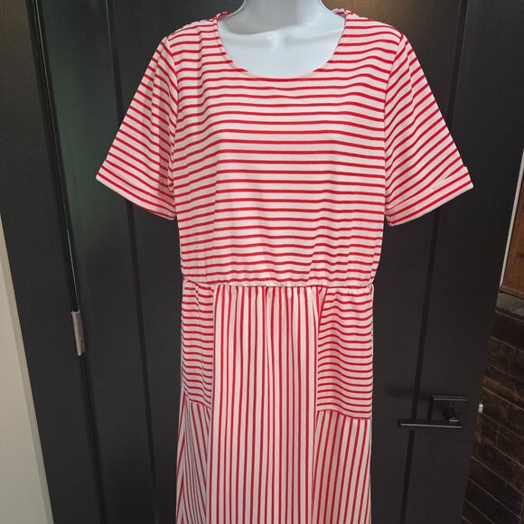 Betsey's Boutique Shop Red & White Striped Dress Sz XL - Picture 1 of 2